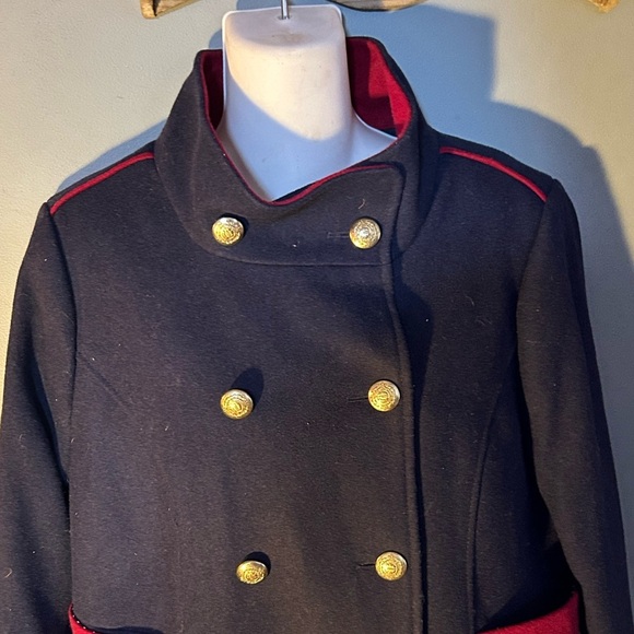 Kimi and Kai Navy Blue Pan Military Wool Blend Maternity Peacoat, Size M - Picture 4 of 12